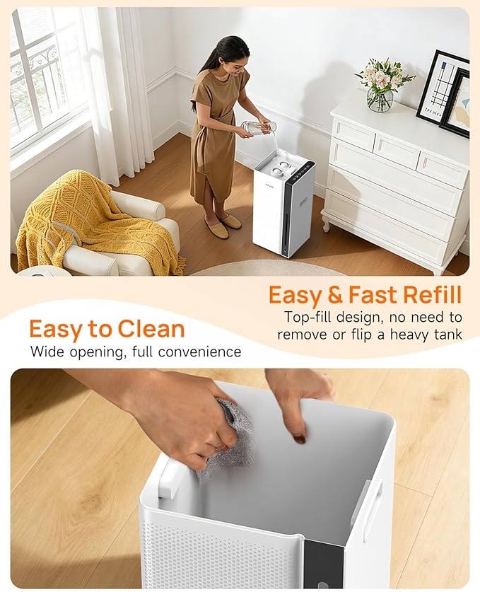 Mifasol Humidifier Large Room, 5.3Gal/20L Warm & Cool Mist Humidifiers for Home 1500 sq ft, Whole House Humidifier, Humidifiers for Bedroom Home Plants Office Large Areas, White