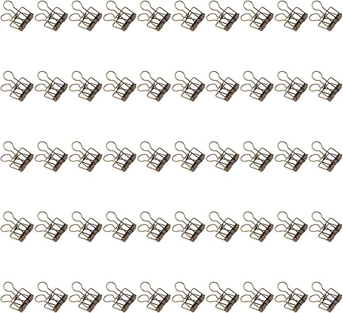 Clips 32mm Metal, 50 Pieces Strong Clamping Force, Hollow Design, Bronze - Assorted Sizes, Medium Shaped Paper Clips, Cute Office and School Supplies (Antique Bronze)