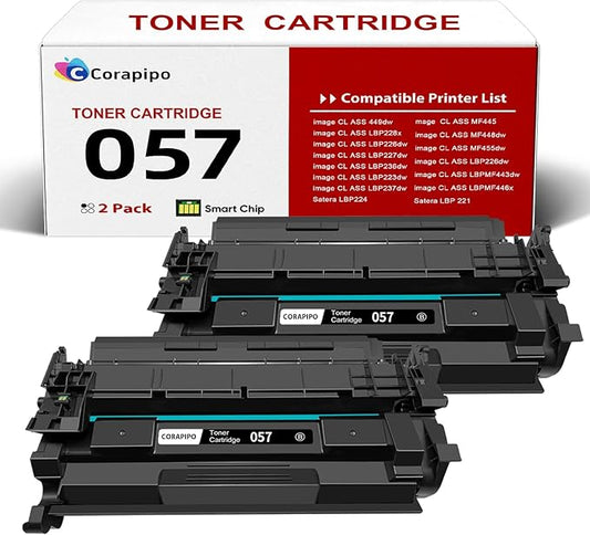 057 Toner Cartridge Replacement for Canon 057H 057 CRG-057 Toner Cartridge Use with ImageCLASS MF445dw MF448dw MF449dw LBP226dw LBP227dw LBP228dw Printers(057 Black,2X Pack)