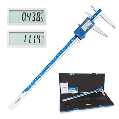 Dasqua Left-Handed Digital Caliper 0-12"/0-300mm Stainless Steel with Large LCD Screen, Dual Reading in/mm, Accuracy ±0.0016"/0.04mm, Resolution 0.0005"/0.01mm, High Precision Caliper Measuring Tool
