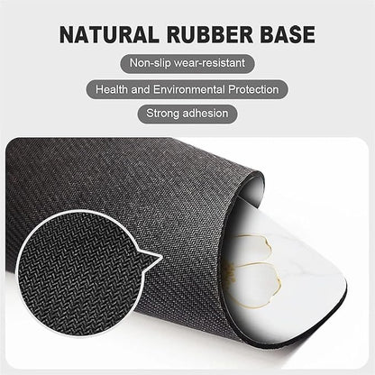 Square Mouse Pad White Marble Flowers, Personalized Premium-Textured Custom Mouse Mat Design, Washable Mousepad Cloth, Non-Slip Rubber Base Computer Mouse Pads for Wireless Mouse
