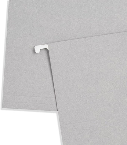 25 Blue Summit Supplies Grey Hanging File Folders Letter Size - Durable 11pt Paper, Hanging File Folders Gray, Plastic Tabs and Inserts Included, Perfect for Office Organization