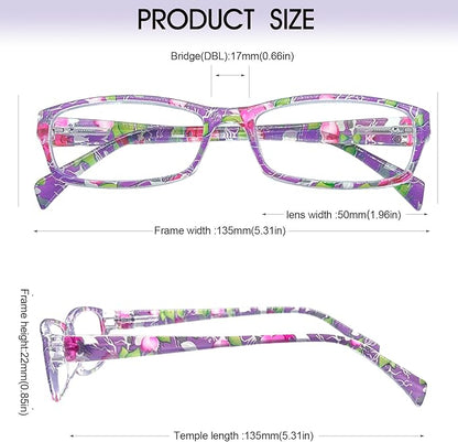 Henotin 6-Pack Reading Glasses Blue Light Blocking Anti Eyestrain Computer Reading Glasses for Women and Men Readers (Mix Color-B, 2.25, Diopters)