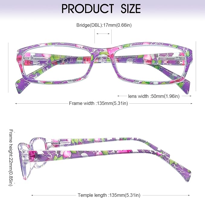 Henotin 6-Pack Reading Glasses Blue Light Blocking Anti Eyestrain Computer Reading Glasses for Women and Men Readers (Mix Color-B, 4.00, Diopters)