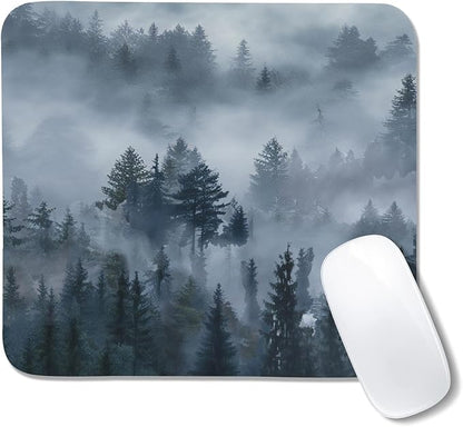 Grey Forest Patterns Desk Mat, Large Gaming Mouse Pad Non-Slip Rubber Base with Stitched Edges, Waterproof Protection for PC Laptop Home Office Desk Decor (12.5x10.5in)