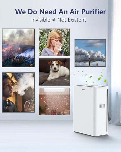 VEWIOR Air Purifiers For Home Large Room Up To 2200 sqft H13 HEPA Air Purifiers Filter With Fragrance Sponge Timer Washable Filter Cover,15 DB Quiet Air Cleaner For Pets Dander Smell Smoke Pollen