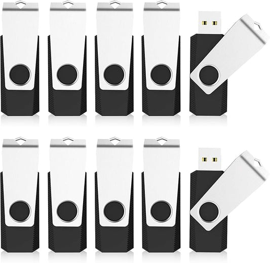 KEXIN 4GB USB Flash Drive 50 Pack - Thumb Drive Bulk Memory Stick Pen Drives With Swivel Design, USB 2.0, Black