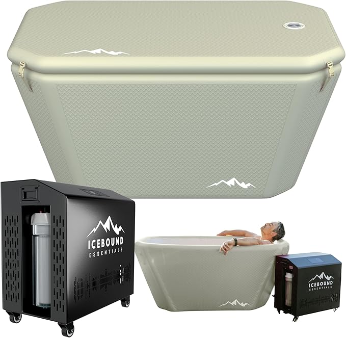 Ice Bath Tub with Water Chiller - 1HP Efficient Hot and Cold Water Chiller for Ice Bath - Premium Ice Bath Tub with Chiller - WiFi - Filter - Ozone/UV - Cold Plunge with Water Chiller