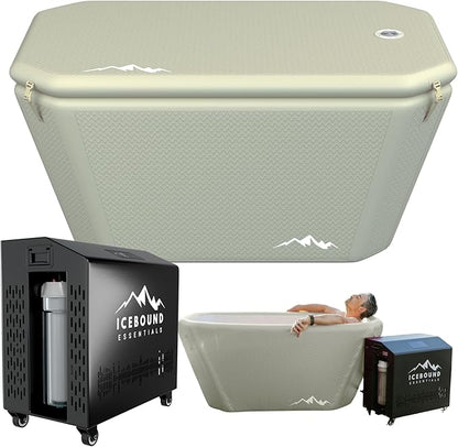 Ice Bath Tub with Water Chiller - 1HP Efficient Hot and Cold Water Chiller for Ice Bath - Premium Ice Bath Tub with Chiller - WiFi - Filter - Ozone/UV - Cold Plunge with Water Chiller