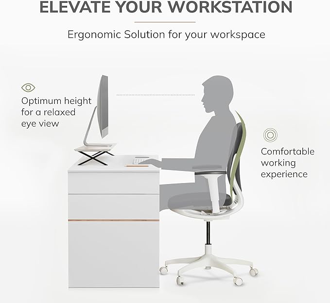 Anji Mountain Monitor Stand - Desktop Organizer & Laptop Riser, Ergonomic Monitor Riser, Space-Saving Monitor Stand for Desk, Durable Construction, Easy Assembly, Ideal for Home & Office,Black