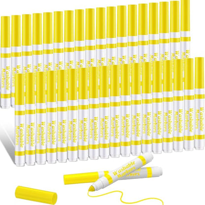 Janlaugh 36 Pcs Yellow Washable Markers Bulk Coloring Broad Line Markers for Kids Yellow Conical Tip drawing pen for School Supplies, travel Art baby shower gender reveal party Supplies, Ages 6+