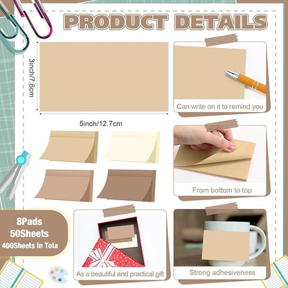 Fainne 8 Pack Sticky Notes Bulk Back to School Supplies Self Stick Note Pads Paper Memo for Office First Day of School Student Teacher Essentials (3 x 5 Inch,Dark Color)