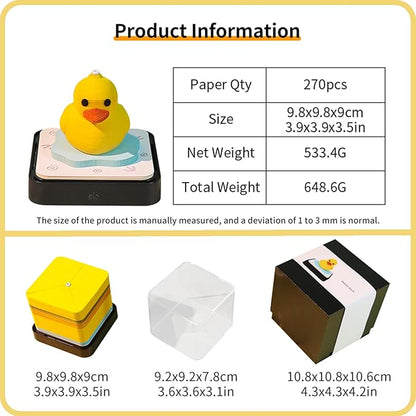 3D Time Piece Calendar 2026 DIY Tear Away Carving Art 3D Memo Pad With LED Lights sculpture artsy pads calendar notepad Desktop Decor-Yellow Duck