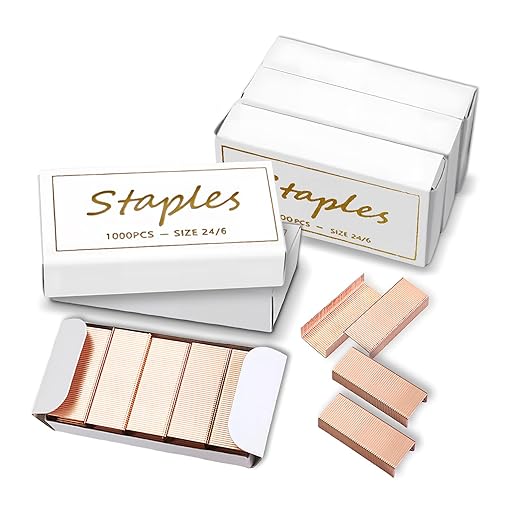 6000pcs 24/6 Colored Rose Gold Staples, Premium Standard Stapler Refill Pins, Staples for Desktop Stapler Home Office Heavy Duty Supply, 50 Per Strip, 6 Box