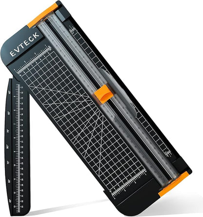 Evteck Paper Cutter 12 Inch Paper Trimmer Slider Crafting Scrapbooking Supplies for A4 Vinyl Photo Cardstock with Security Blade and Foldable Ruler