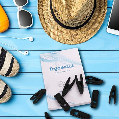 Trgowaul Velvet Hangers Clips, Pants Hangers Velvet Clips, Strong Finger Clips Perfect for Thin Velvet Hangers