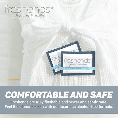 Freshends Luxurious Towelette Bundle - For Sensitive Skin - Ideal for Hotels, Airbnb, Clubs, Bars, and Weddings - Flushable Wipes- Fresh Scent- Travel Sized Wet Wipes -50 Count Pack (Gray)