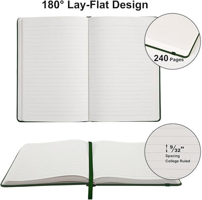 Comix Lined Journal Notebook for Women Men, Journaling Notebooks for Office School Home, Dark Green, 240 Pages, 5.5" x 8.3", College Ruled, A5, Hardcover