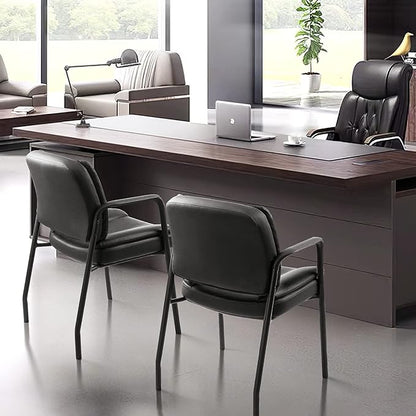 JUMMICO Office Guest Chair Reception Chair for Office Reception Lobby PU Leather Waiting Room Chair with Armrests Executive Office Chair Upholstered Set of 2