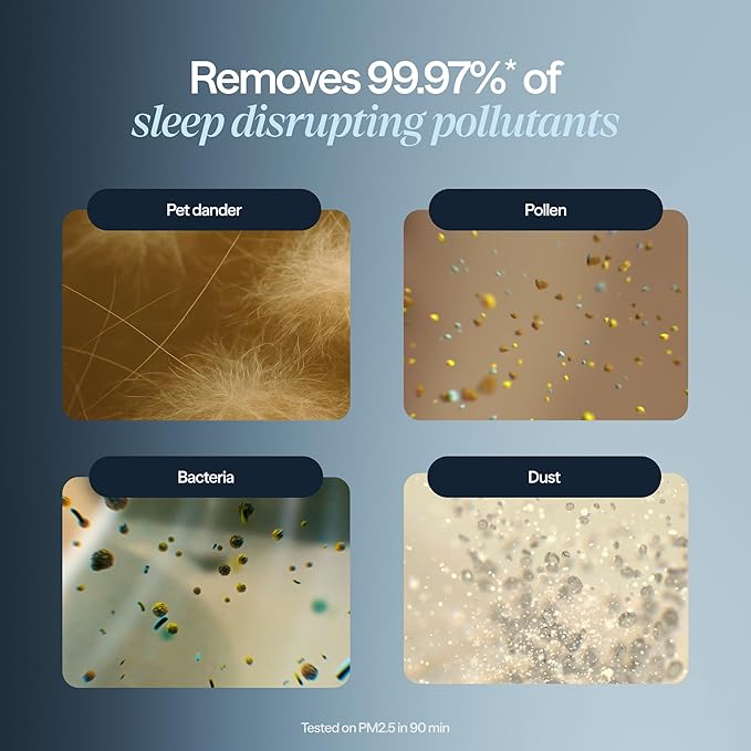 BLUEAIR Purifier for Bedroom - Mini Restful - Sunrise Clock with HEPASilent Filtration and Wake Up Light - Cleans Air and Supports Circadian Rhythm - USB-C and App Connectivity