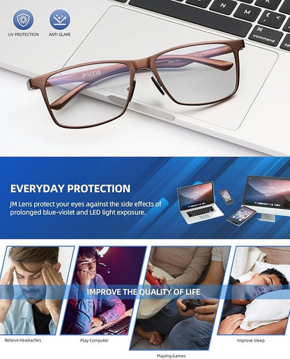 JM Al-Mg Metal Blue Light Blocking Glasses Men Women Anti Blue-Light Computer Glasses, Relieve Eyestrain and Eye Protection