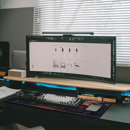 Japanese Forest Full Moon Gaming Mouse Pad with Non-Slip Rubber Base, Large Anime Mousepad with Stitched Edges, Long Keyboard Mat for Home and Office, 31.5 x 11.8 inches