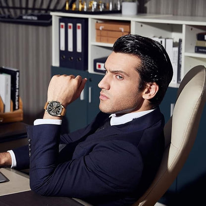 BY BENYAR Watch for Men Analog Quartz Chronograph Waterproof Luminous Designer Mens Wrist Watches Business Work Sport Casual Dress Watch with Silicone Strap Elegant Gifts for Men