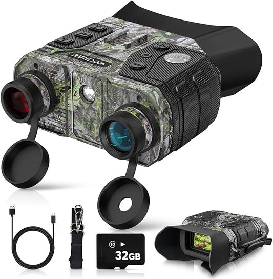 Night Vision Goggles, 4K Night Vision Binoculars for Adults, 36MP, 1300FT Range,8X Digital Zoom, Flashlight & Compass, 5000mAh Battery, Infrared Vision, 32GB Card, for Camping & Security