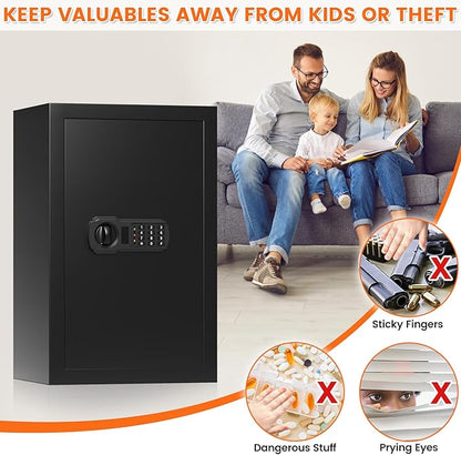 23.62'' Tall Safe Box, 5.0 Cuft Home Safety Box with A4 Fireproof Waterproof Bag, Anti-Theft Security Document Safe with Combination Lock & 3 Removable Shelves, Large Safes for Home Cash Medicines