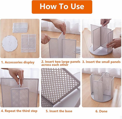 Cup and Lid Organizer Rotatable Coffee Cup Dispenser fit 5-16oz Cups Organizer, Paper Cup Storage Holder with 4 Compartment, Plastic Cup Rack for Countertop, Coffee Shop, Bar, Office White