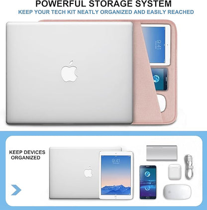 Laptop Sleeve Bag 13.3 inch, Shockproof Protective Computer Cover with Accessories Pocket, Portable Laptop Case Compatible with MacBook Air/Pro 13-13.3 inch, Compatible for MacBook Pro 14 inch, Pink