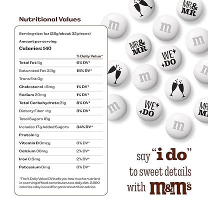 M&M’S WORLD “Mr. and Mr.” Milk Chocolate Candy, 5 lbs Bulk Candy for Wedding Decorations, Unique Favors, or Cake Topper
