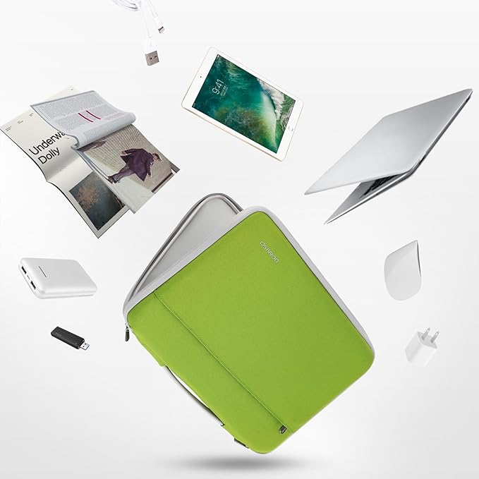 DOMISO 17.3 inch Laptop Case Sleeve Protective Cover Compatible with 17.3 inch HP Pavilion Envy 17/Lenovo IdeaPad/Acer/ASUS/Dell/Alienware/LG Gram,Water Resistant Computer Bag with Handle,Tender Green