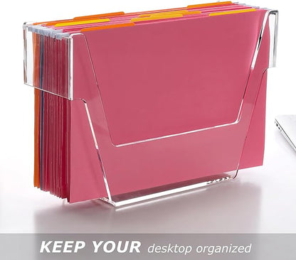DINGHUO Hanging File Folder Frame, Legal Size Hanging File Organizer, Acrylic File Holder Filing Organizer Box Storage for Desk, Home Office, School - 1 Pack