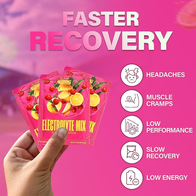 Dr. Price’s Electrolytes Powder Packets | Cherry Lemonade 30 Servings | Sugar Free Hydration Packets with 72+ Trace Minerals | Keto, Vegan, Electrolyte Drink Mix | Doctor-Formulated, Made in USA