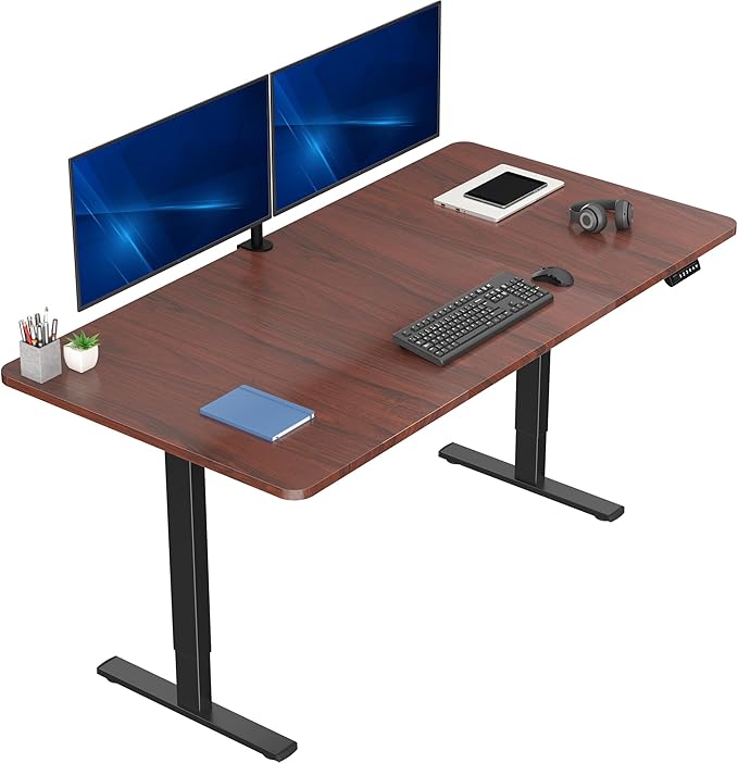 VIVO Electric 71 x 36 in Standing Desk, Memory Height Adjustment, 1B Series, Dark Walnut Top Black Frame, DESK-KIT-1B7D-36
