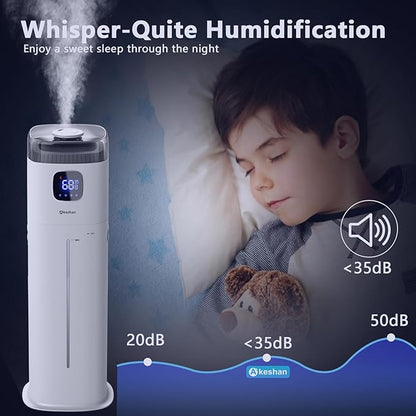 Large Humidifiers for Bedroom, 9L/2.5Gal Ultrasonic Cool Mist, Easy Clean Humidifier with 350ML/H Large Mist Speed, Quiet, Suitable for Kids Room Plant Yoga (Square B)