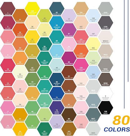 Arrtx Alcohol Markers OROS 80 Colors,Brush and Chisel Tip,Art Alcohol Markers Set for Artists Adult Coloring Sketch Illustration
