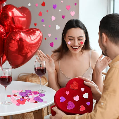 300 PCS Valentines Stickers, Heart Foam Valentine Decor, Self-Adhesive Heart Stickers, Glitter Matte Foam Hearts for Crafts Adults Valentine Stickers Wedding Birthday Cards DIY Crafts