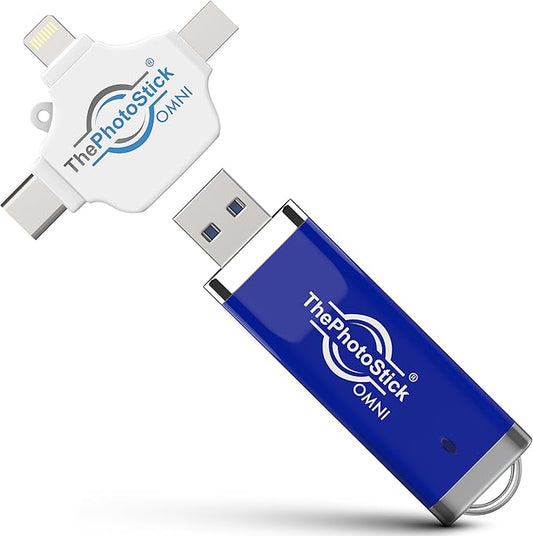 ThePhotoStick® Omni 256GB USB Flash Drive & Memory Stick – Photo & Video Backup for iPhone, Android, Mac & PC – Multiport Connection to Easily Store & Transfer Files