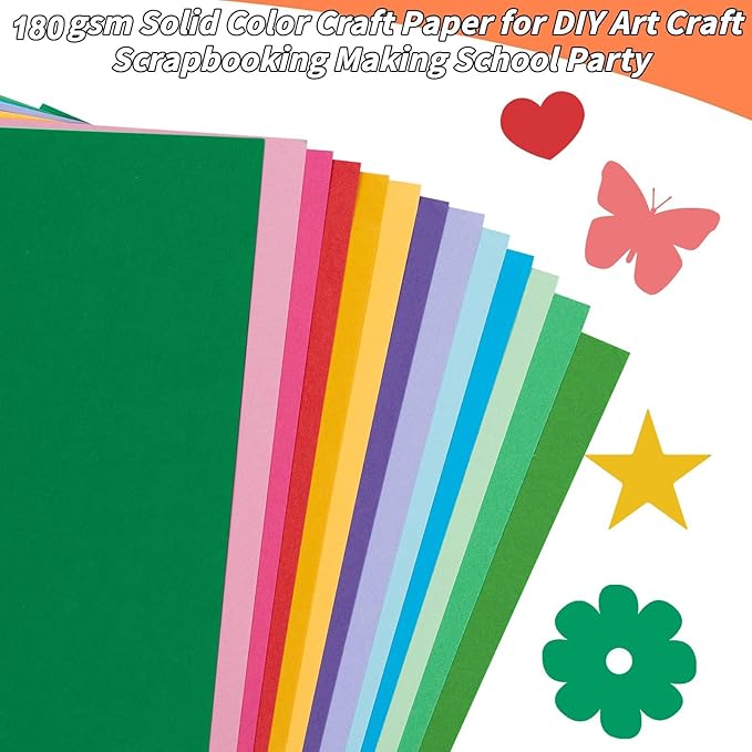8.5” x 11” Colored Cardstock Bulk, 300 sheets Cardstock Paper Set, 30 Assorted Colors Construction Paper,180 GSM Card Stock Scrapbooking Supplies for Diy Crafts Cricut Card Making