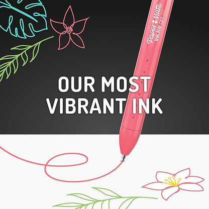 Paper Mate InkJoy Bright Pens, Gel Pens, Medium Point (0.7mm), Retractable, Assorted Brighter Colors, 6 Count