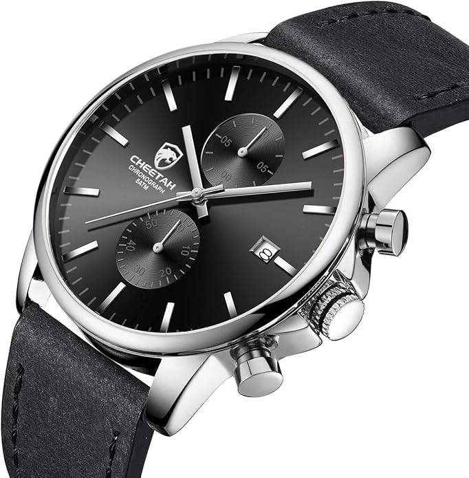 GOLDEN HOUR Mens Watch Fashion Sleek Minimalist Quartz Analog Mesh Stainless Steel Waterproof Chronograph Watches for Men with Auto Date