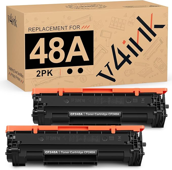 v4ink 2PK CF248A Toner Cartridge Black Compatible Replacement for HP 48A Toner Cartridge Black Ink for HP LaserJet Pro M15 M15W M28W M29W MFP M14-M17 M28-M31 M29 W2G51A Y5S53A Toner Printer