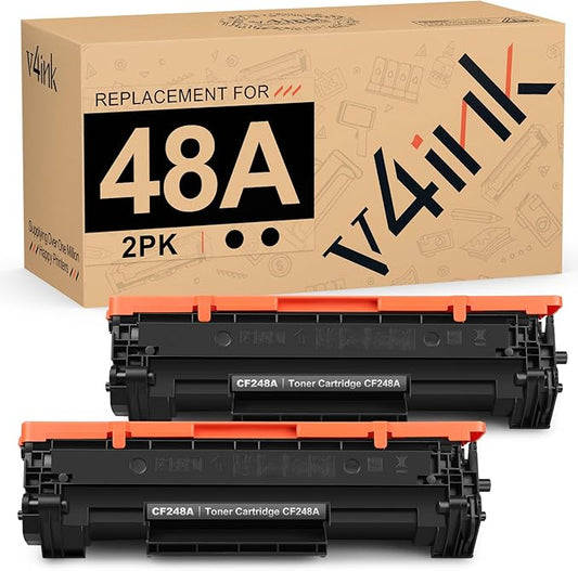 v4ink 2PK CF248A Toner Cartridge Black Compatible Replacement for HP 48A Toner Cartridge Black Ink for HP LaserJet Pro M15 M15W M28W M29W MFP M14-M17 M28-M31 M29 W2G51A Y5S53A Toner Printer