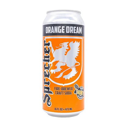Sprecher Orange Dream Craft Soda, Fire-Brewed with Real Honey, Handcrafted Orange Soda, Caffeine-Free Gourmet Beverage – 16 fl oz Cans (12 Pack)