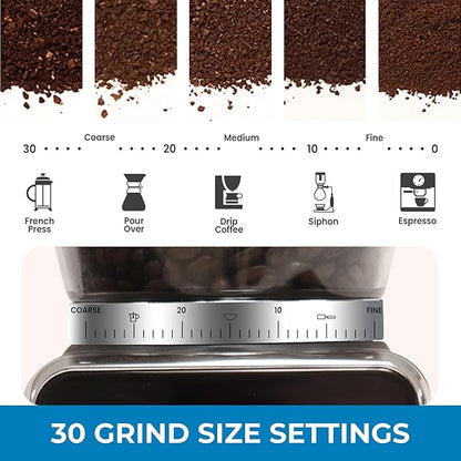 Kenmore Conical Burr Coffee Grinder - Electric Maquina de Moler Café for Espresso, French Press, Drip, Adjustable Grind Size, Bean Mill, Digital Control, Spice Grinding, Home Use