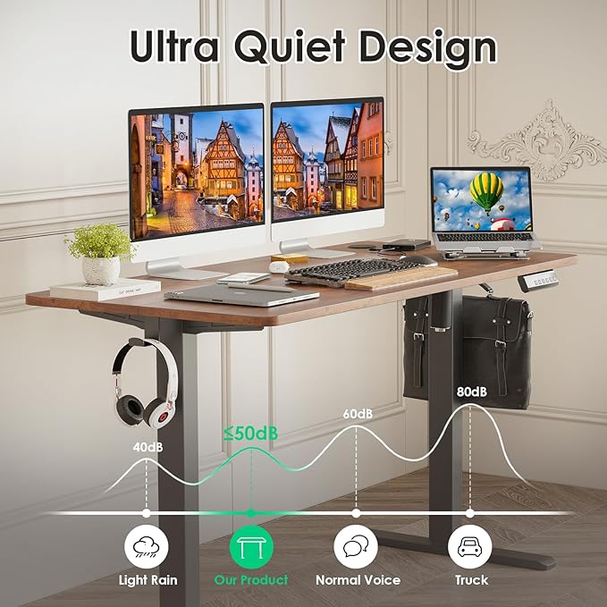 STARY Electric Standing Desk Adjustable Height Sit Stand Home Office Desk with Splice Board