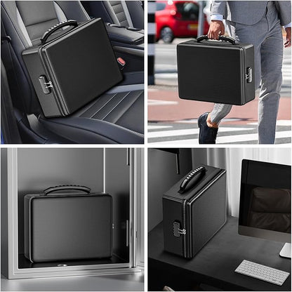 ENGPOW Fireproof Document Box with Lock, Fireproof Water Resistant Heat Insulated Safe Box Hard Case with Fireproof Zipper, Portable Home Office Travel File Organizer for Important Documents and More