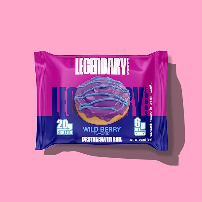 Legendary Foods Cinnamon Roll 22g Protein Bars – Gluten-Free, Low Carb Meal Option – Sweet Zero Sugar Snack, Keto-Friendly – 10-Pack High Protein Pre- or Post-Workout Nutrition Bars Wild Berry